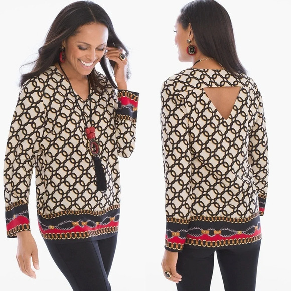 Chico’s Status Frame Cutout Tunic Top size 0 (small) - Picture 1 of 6